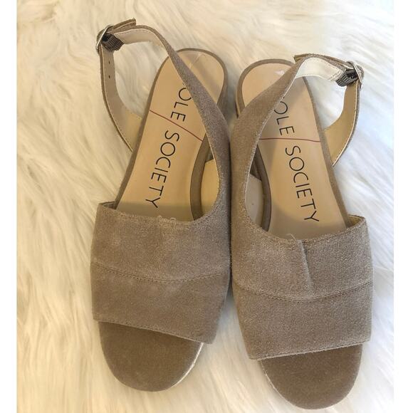 Sole Society Tan Suede Dolven Slingback Sandals, 8.5 - Picture 4 of 7